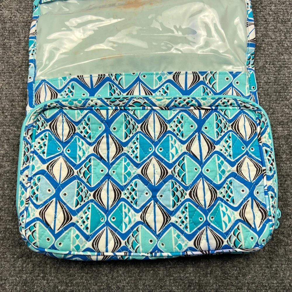 Vera Bradley Hanging Travel Organizer Go Fish Blue Quilted Toiletry Bag Pouch